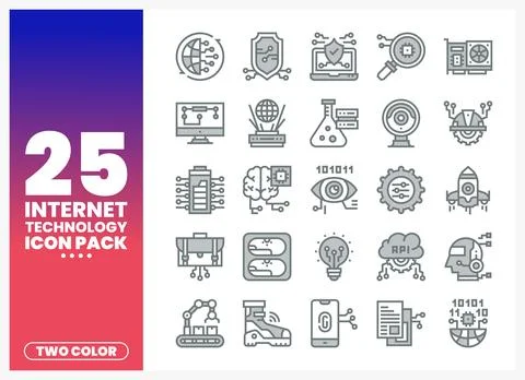 Internet Technology Icons Collection Stock Illustration