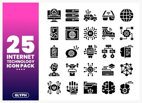 Internet technology icons for digital design. graphic assets on white backg.. Stock Illustration