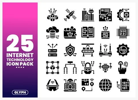 Internet Technology Icons Glyph Pack for Digital Innovation Illustrazione stock