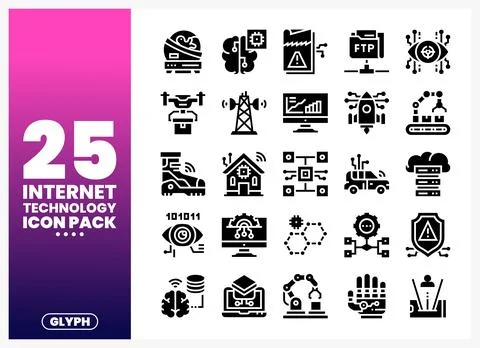 Internet technology icons illustrating artificial intelligence. cloud compu.. 스톡 일러스트