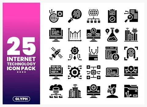 Internet Technology Icons Ilustração Stock