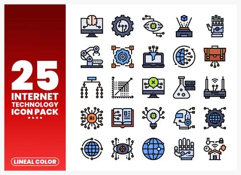 Internet Technology Icons Stock Illustration