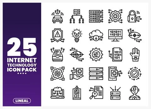 Internet technology icons in a linear style. on a white background. icons r.. Stock Illustration