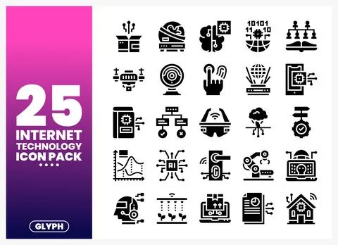 Internet Technology Icons Pack Ilustração Stock