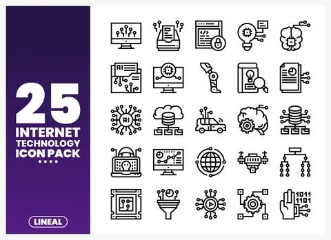 Internet Technology Icons Pack 스톡 일러스트