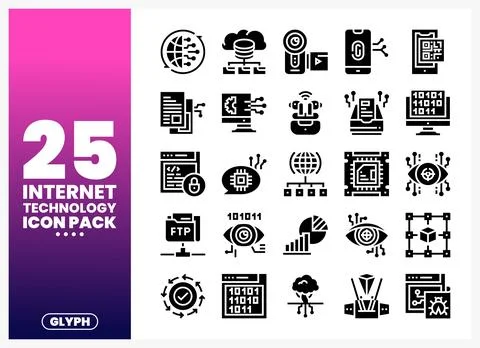 Internet Technology Icons Pack Stock Illustration