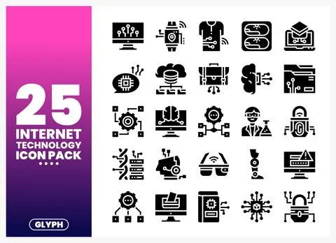 Internet Technology Icons Pack Stock Illustration