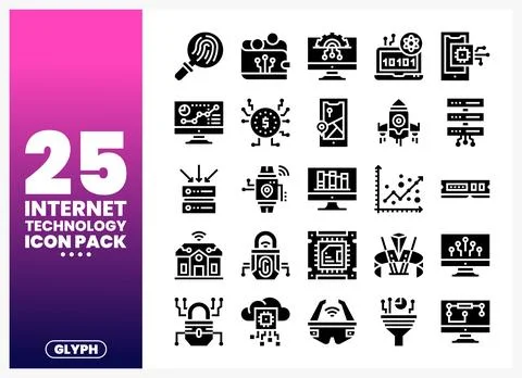 Internet Technology Icons Pack Stock Illustration