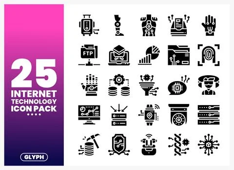 Internet Technology Icons Pack Stock Illustration