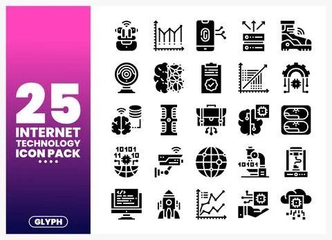 Internet Technology Icons Pack Stock Illustration