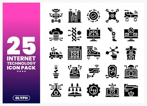 Internet technology icons robot. cloud. car. drone. AI. and more on white Illustrazione stock