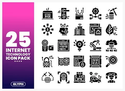 Internet Technology Icons Set Ilustração Stock