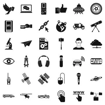 Internet technology icons set, simple style Stock Illustration