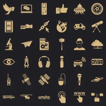 Internet technology icons set, simple style Stock Illustration
