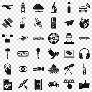 Internet technology icons set, simple style Stock Illustration