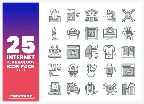Internet technology icons set on white background with gradient text. Diver.. 스톡 일러스트