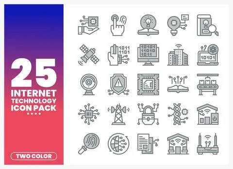 Internet Technology Icons Vector Pack with Two Color Gradient Design イラスト素材