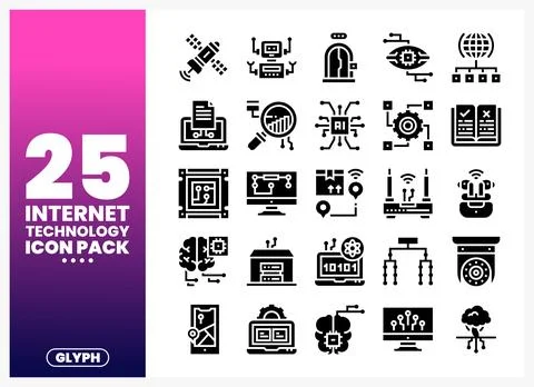 Internet Technology Icons Vector Pack Stock Illustration