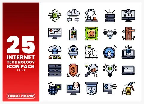 Internet technology icons on white background Stock Illustration