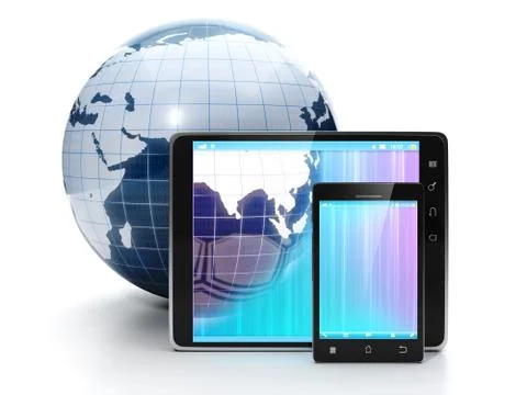 Internet technology internet connection. land tablet computer and mobile phon Illustrazione stock