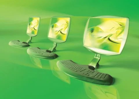 Internet technology three computers composite hi Illustrazione stock