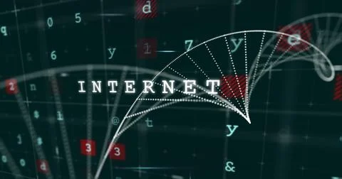 Internet text and digital data processing image over abstract background with Stock Photos