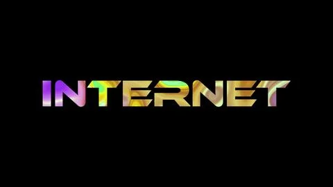 Internet text on black background. Multicolored glossy technological word w.. Stock Illustration