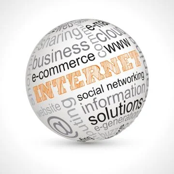Internet theme sphere with keywords Stock Illustration