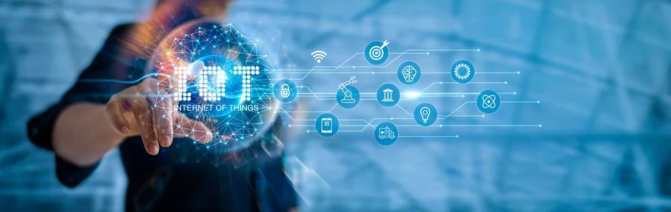 Internet of thing develop smart solution to people life. Fotos Stock