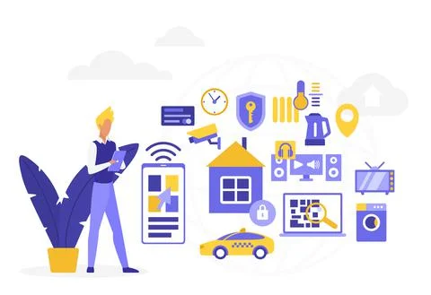 Internet of thing source and online management services Stockillustratie