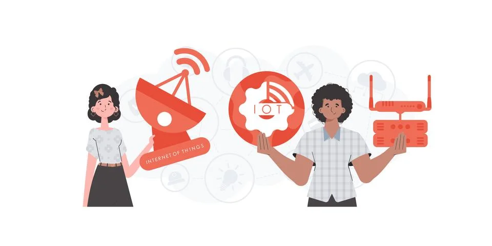 Internet of things and automation concept. Internet of Things Team. Good for  Stock Illustration