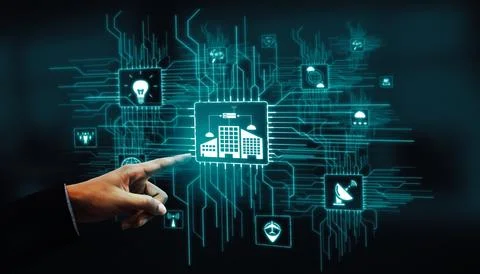 Internet of Things and Communication Technology uds Stockfoto's