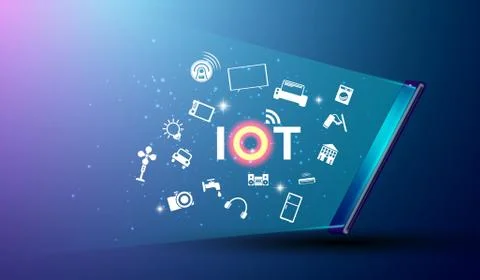 Internet of things and internet connection activity with things and smartphon Stock Illustration