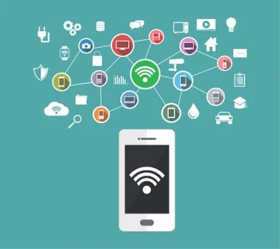 Internet of Things and Mobile Devices. Mobile Phone computing concept Stock Illustration