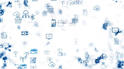 Internet of things, cloud from the chaotically slow moving connected things Stock Footage 67356757