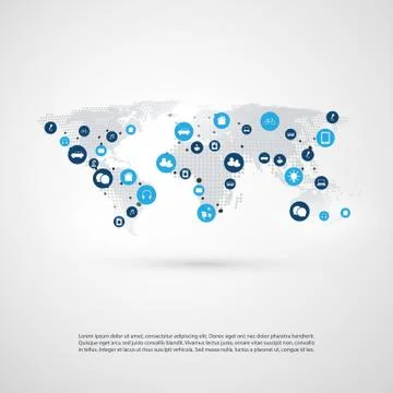 Internet of Things, Cloud Computing Design Concept with Icons Illustrazione stock