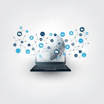 Internet of Things, Cloud Computing Design Concept with Icons - Digital Network  イラスト素材