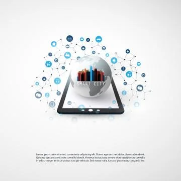 Internet of Things, Cloud Computing Design Concept with Icons Stock Illustration