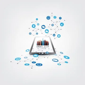 Internet of Things, Cloud Computing Design with Icons Stock Illustration