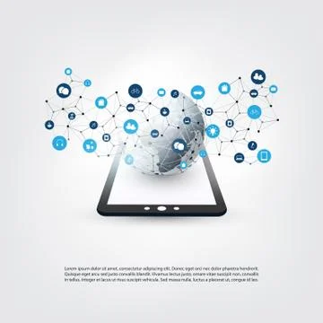 Internet of Things, Cloud Computing Design Concept with Icons Illustrazione stock