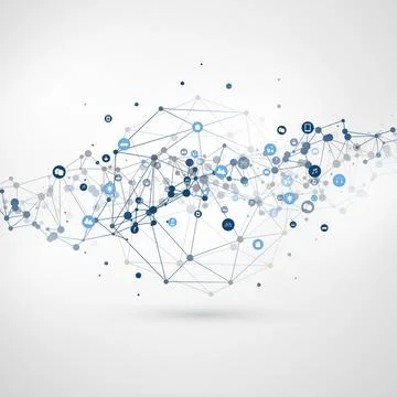 Internet of Things, Cloud Computing Design Concept with Wireframe and Icons.. Illustrazione stock