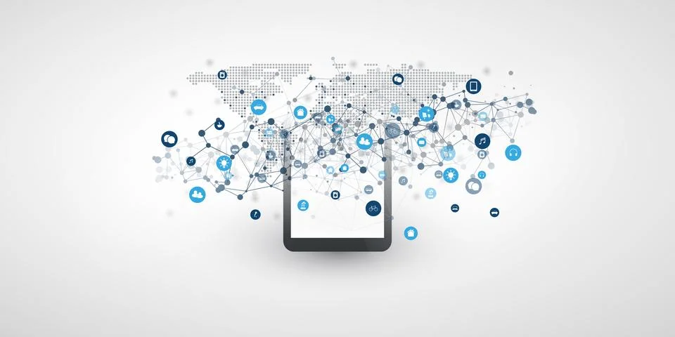 Internet of Things, Cloud Computing Design Concept with Icons and Tablet PC.. イラスト素材