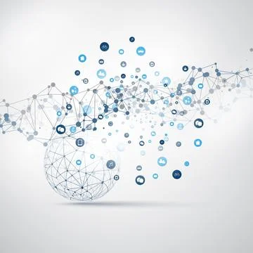 Internet of Things, Cloud Computing Design Concept with Icons and Laptop Co.. Illustrazione stock