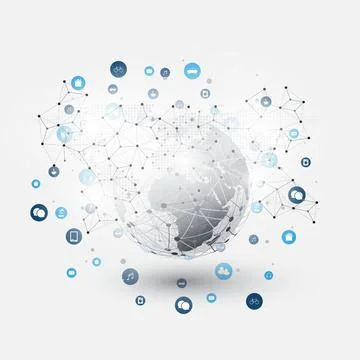 Internet of Things, Cloud Computing Design Concept with Icons - Digital All.. 스톡 일러스트