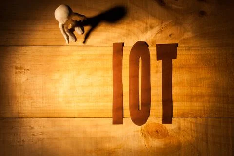 Internet of things concept, cogwheels and 3D white man Stock Photos
