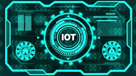 Internet of Things concept with pink glowing icons and binary code backgrou.. Stock Footage 327758630