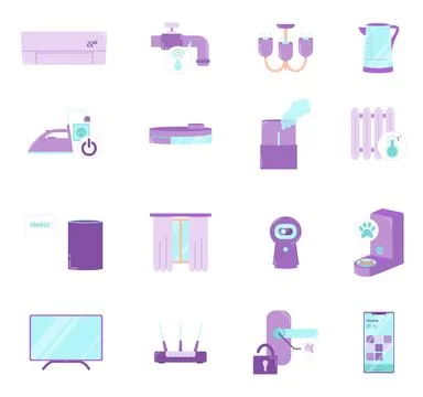 Internet of things concept set of vector icons. IOT. Smart home concept. Ho.. Stock Illustration