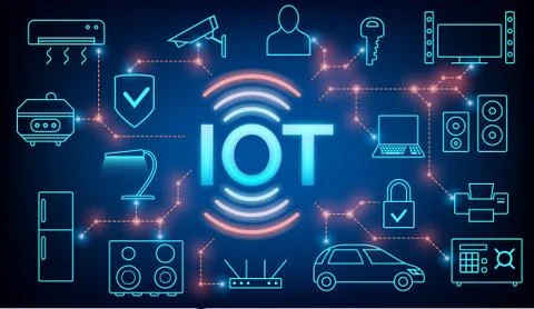 Internet of things concept, smart home, automation and online connection Illustrazione stock