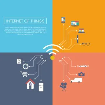Internet of things concept vector illustration with icons for smart devices in Stock Illustration