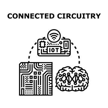 Internet of things connecting artificial intelligence circuitry Stock Illustration